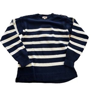 J.Crew Wallace & Barnes Navy and Cream striped knit sweater